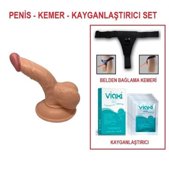 13 cm Belden Bağlamalı Realistik Anal Vajinal Dildo Penis Set