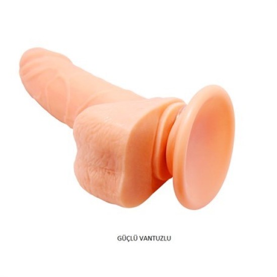 15 cm Belden Bağlamalı Gerçekçi Titreşimli 360° Oynar Başlı Dildo Vibratör Penis