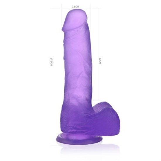 17,5 cm Şeffaf Realistik Damarlı Vantuzlu Mor Dildo Penis