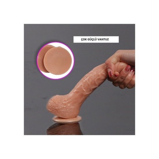 18 cm Belden Bağlamalı 360° Oynar Başlı Titreşimli Penis + Kemer + Kayganlaştırıcı Hediyeli