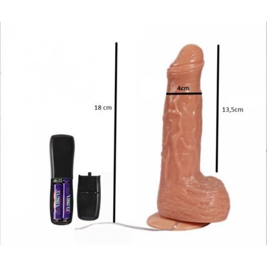 18 cm Belden Bağlamalı 360° Oynar Başlı Titreşimli Penis + Kemer + Kayganlaştırıcı Hediyeli