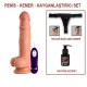 19 cm Belden Bağlamalı Titreşimli Realistik Dildo Penis Set