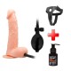 19 cm Pompalı Büyüyen Realistik Penis Anal Vajinal Dildo + Kemer + Kayganlaştırıcı Hediyeli