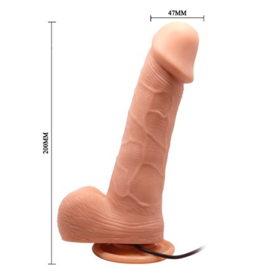 20 cm Kumandalı 360° Oynar Başlı Titreşimli Vibratör Realistik Penis Dildo