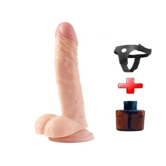 20 cm Belden Bağlamalı Realistik Vantuzlu Dildo Penis