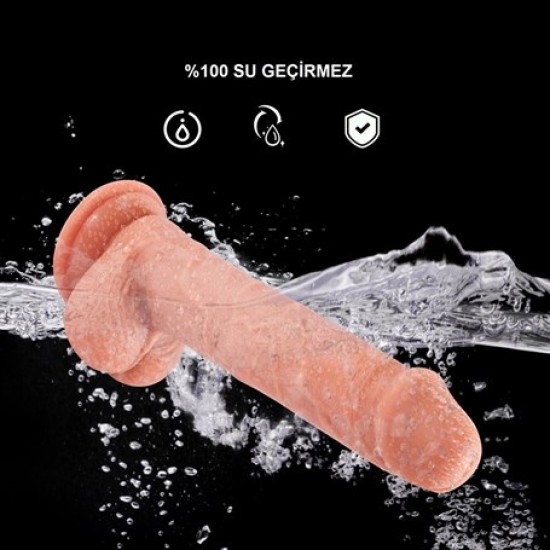 21,5 cm Belden Bağlamalı Uzaktan Kumandalı Su Fışkırtmalı Vantuzlu Realistik Dildo Penis