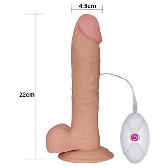 22 cm Belden Bağlamalı Gerçekçi Çift Katmanlı Titreşimli Silikon Penis