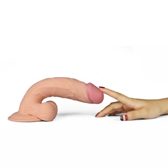 22 cm Belden Bağlamalı Gerçekçi Çift Katmanlı Titreşimli Silikon Penis