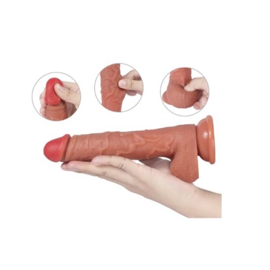 USB Şarjlı 22 cm İleri Geri Hareketli Gerçekçi Silikon Vantuzlu Penis