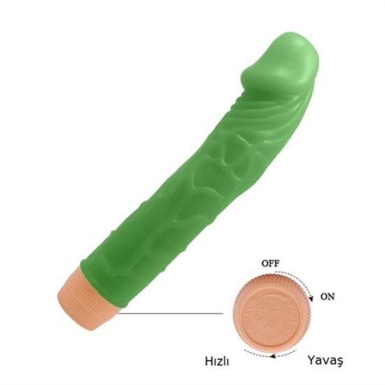 22,5 cm Floresan Titreşimli Realistik Vibratör Penis Dildo - Bill