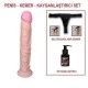 24 cm Belden Bağlamalı Realistik Testissiz Dildo Penis Set