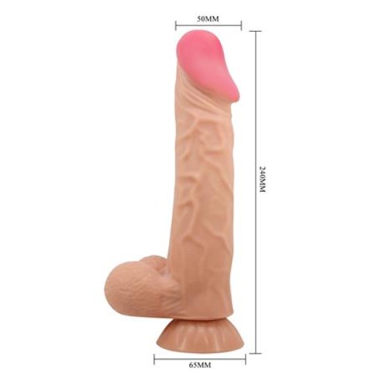 Belden Bağlamalı 24 cm Kıkırdaklı Çift Katmanlı Gerçekçi Titreşimli Dildo Vibratör Penis