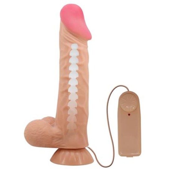 Belden Bağlamalı 24 cm Kıkırdaklı Çift Katmanlı Gerçekçi Titreşimli Dildo Vibratör Penis