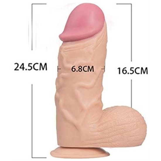 24,5 cm Vantuzlu Realistik Penis Anal Vajinal Dildo