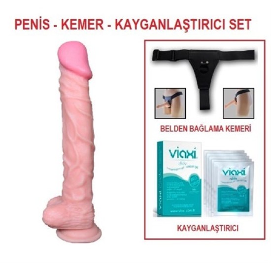 25 cm Belden Bağlamalı Realistik Dildo Penis Set