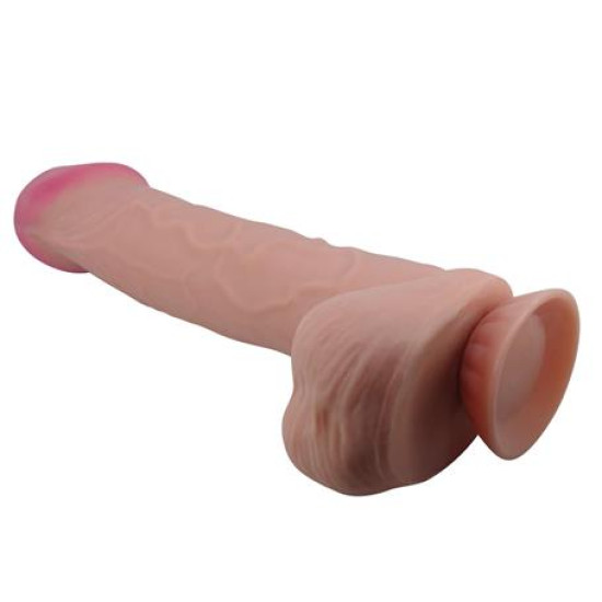 Belden Bağlamalı 26 cm Kıkırdak Yapılı Çift Katmanlı Melez Gerçekçi Dildo Penis