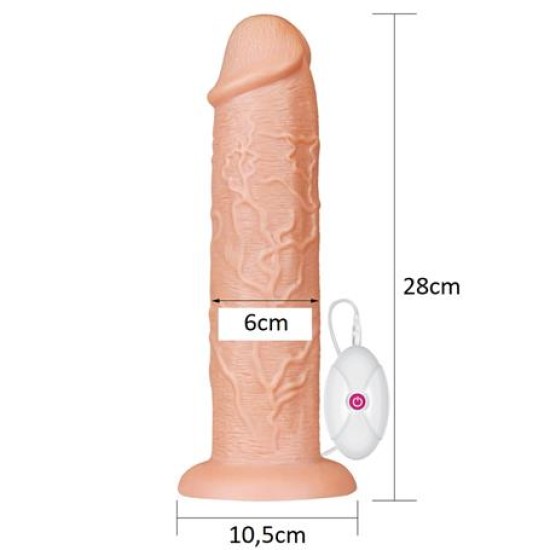 28 cm Gerçekçi 10 Titreşimli Testissiz Dildo Vibratör Penis