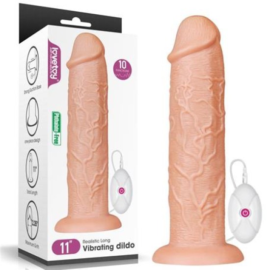 Belden Bağlamalı 28 cm Gerçekçi 10 Titreşimli Testissiz Dildo Vibratör Penis