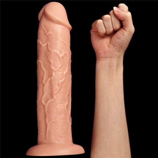 28 cm Gerçekçi 10 Titreşimli Testissiz Dildo Vibratör Penis