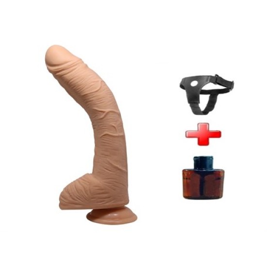 28 cm Belden Bağlamalı Gerçekçi Kalın Dildo Penis - Alex