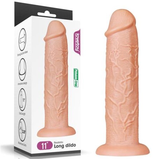 Belden Bağlamalı 28 cm Gerçekçi Testissiz Kalın Dildo Penis