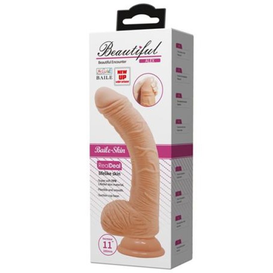 Belden Bağlamalı 28 cm Titreşimli Gerçekçi Kalın Dildo Penis - Alex