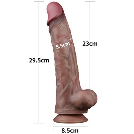 29,5 cm Yeni Nesil Çift Katmanlı Gerçekçi Kalın Dildo Penis