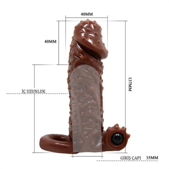 4 cm Uzatmalı Titreşimli Tırtıklı Penis Kılıfı