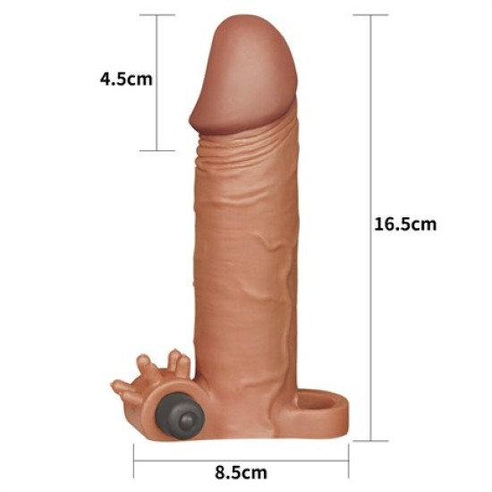 4,5 cm Uzatmalı Realistik Titreşimli Penis Kılıfı Melez XTender