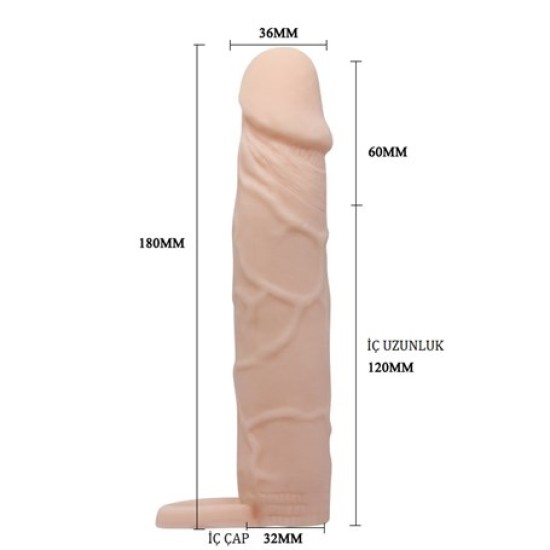 6 Cm Dolgulu Realistik Uzatmalı Penis Kılıfı Dildo Ten Rengi Penis