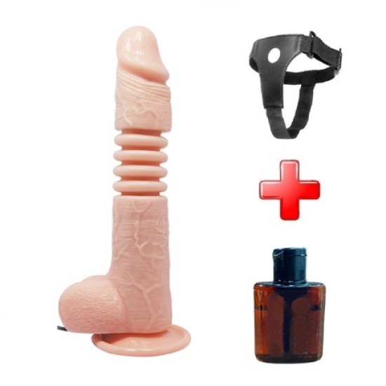 Belden Bağlamalı 22 cm İleri Geri Hareketli Gerçekçi Silikon Vantuzlu Penis