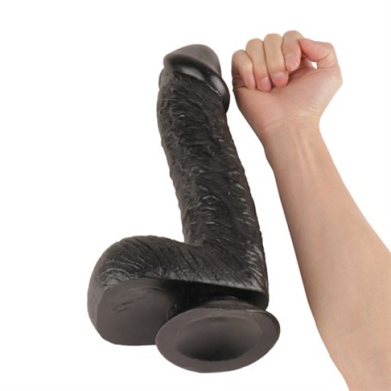 Belden Bağlamalı 27,5 cm Dev Boy Realistik Vantuzlu Zenci Dildo Penis