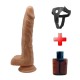 Belden Bağlamalı USB Şarjlı 20 cm Oynar Başlı İleri Geri Hareketli Titreşimli Dildo