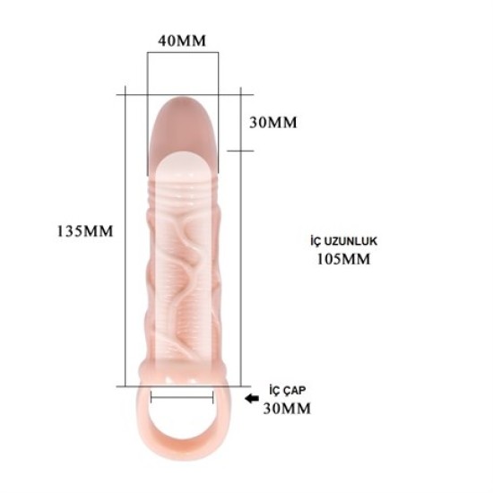 3 cm Dolgulu Penis Kılıfı Uzatmalı Prezervatif Dildo