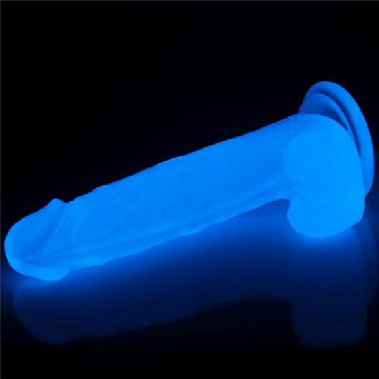 Gece Parlayan Fosforlu 19 cm Realistik Vantuzlu Şeffaf Dildo Penis