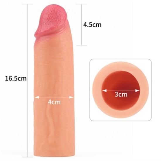 Nature Extender 4.5 cm Dolgulu Premium Ten Rengi Silikon Penis Kılıfı