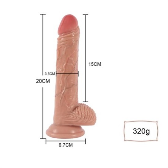 USB Manyetik Şarjlı 20 cm İleri Geri Hareketli Titreşimli Dildo