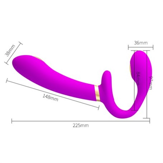 USB Şarjlı Uzaktan Kumandalı Elektro Şoklu Çift Taraflı Strapon Teknolojik G-Spot Vajinal Vibratör