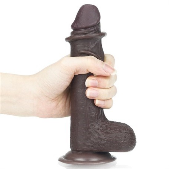 Yeni Nesil Çift Katmanlı Belden Bağlamalı 17,5 cm Realistik Zenci Dildo Penis