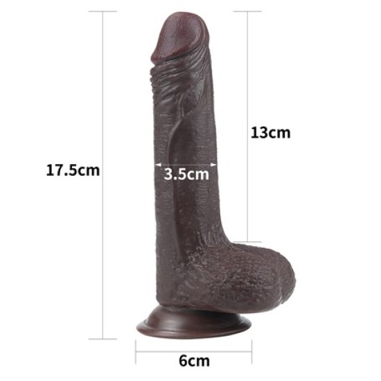 Yeni Nesil Çift Katmanlı 17,5 cm Realistik Zenci Dildo Penis