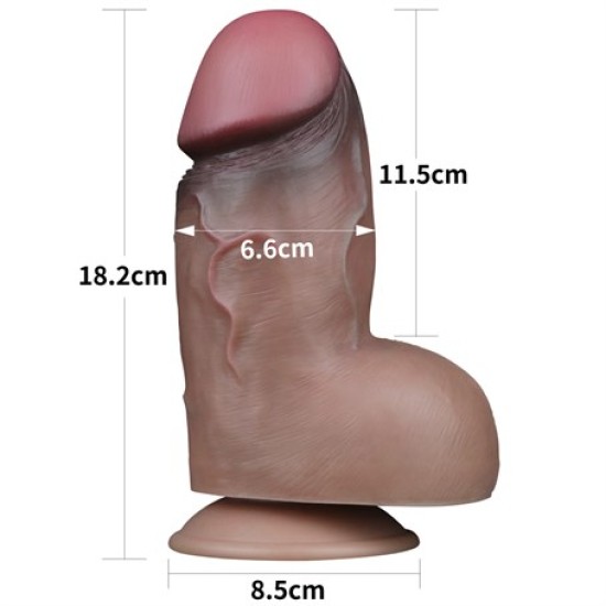 Yeni Nesil Çift Katmanlı 18,2 cm Realistik Kalın Dildo Penis