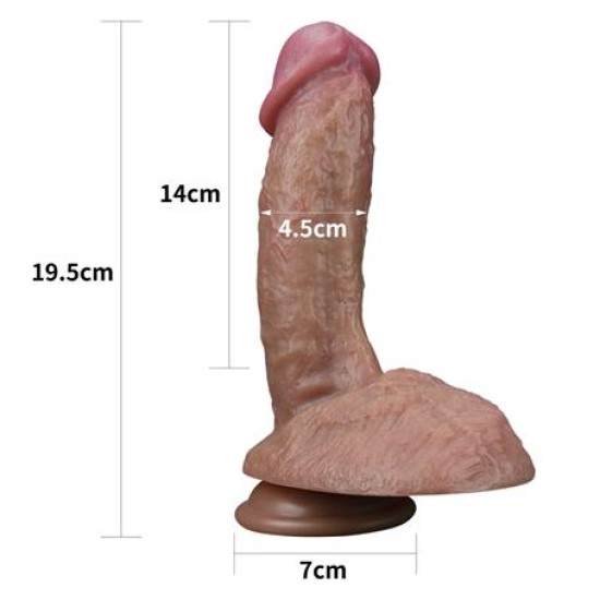 Yeni Nesil Çift Katmanlı 19,5 cm Realistik Dildo Penis