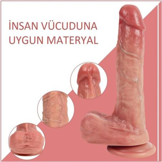 Belden Bağlamalı Yeni Nesil Çift Katmanlı 21,5 cm Realistik Dildo Penis