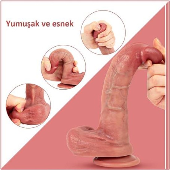 Belden Bağlamalı Yeni Nesil Çift Katmanlı 21,5 cm Realistik Dildo Penis