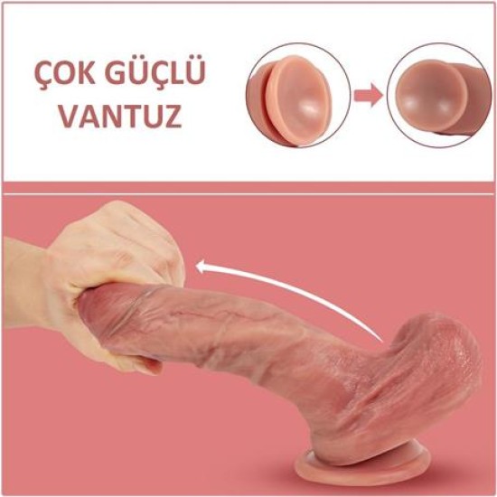 Belden Bağlamalı Yeni Nesil Çift Katmanlı 21,5 cm Realistik Dildo Penis