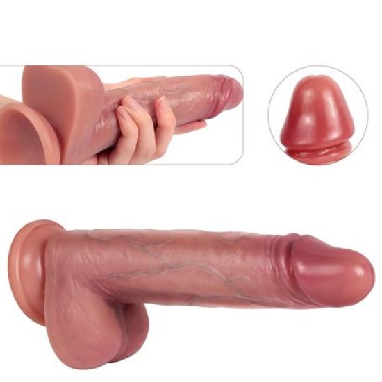 Belden Bağlamalı Yeni Nesil Çift Katmanlı 22 cm Realistik Dildo Penis