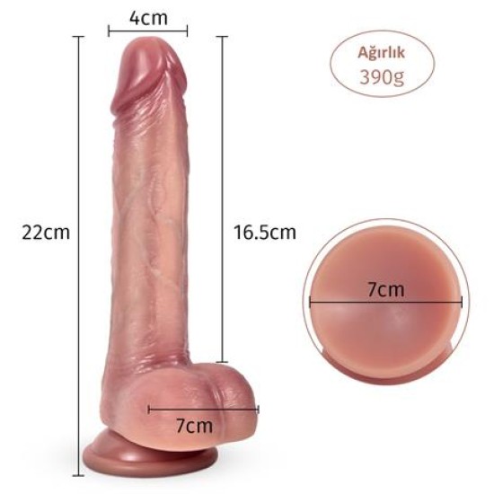 Yeni Nesil Çift Katmanlı 22 cm Realistik Dildo Penis