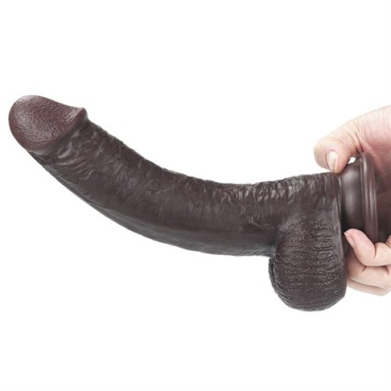 Yeni Nesil Çift Katmanlı 23 cm Realistik Zenci Dildo Penis