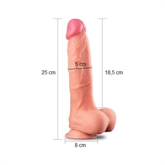 Yeni Nesil Çift Katmanlı Belden Bağlamalı 25 cm Realistik Dildo Penis