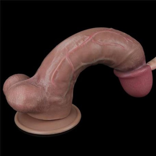 Belden Bağlamalı Yeni Nesil Çift Katmanlı 26,5 cm Realistik Dev Melez Dildo Penis